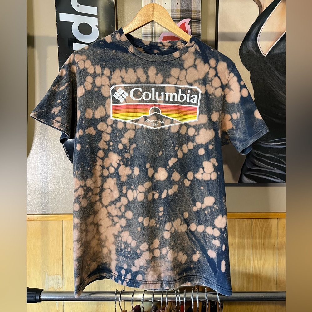 Men’s Columbia “Sunset” custom reverse tie dye Tshirt